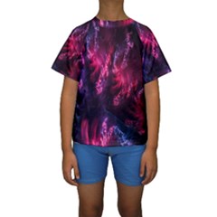 Abstract Fractal Background Wallpaper Kids  Short Sleeve Swimwear