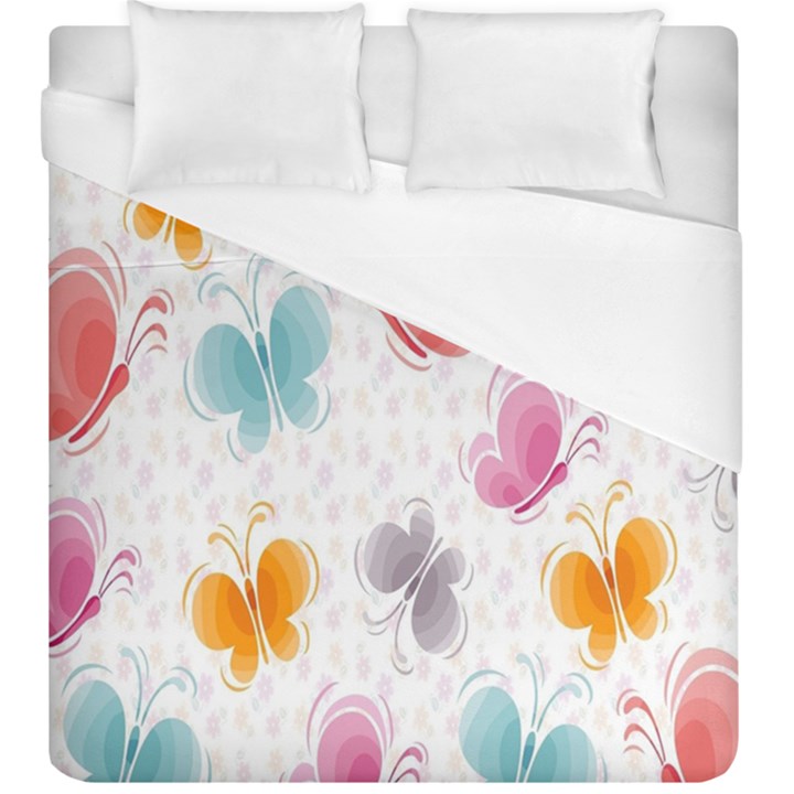 Butterfly Pattern Vector Art Wallpaper Duvet Cover (King Size)