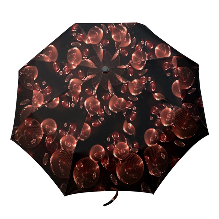 Fractal Chocolate Balls On Black Background Folding Umbrellas