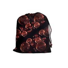 Fractal Chocolate Balls On Black Background Drawstring Pouches (Large) 