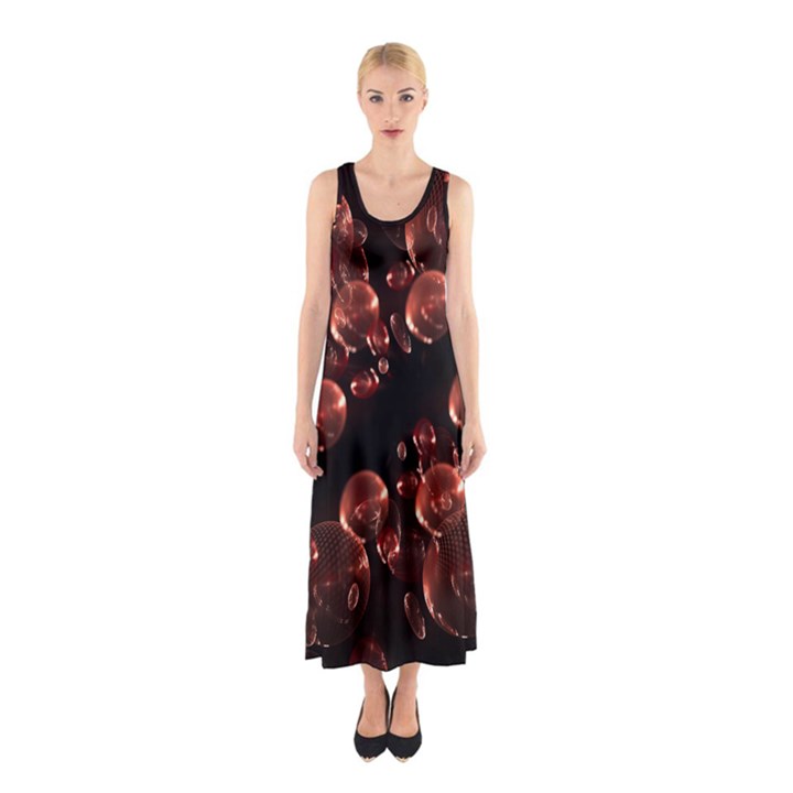 Fractal Chocolate Balls On Black Background Sleeveless Maxi Dress