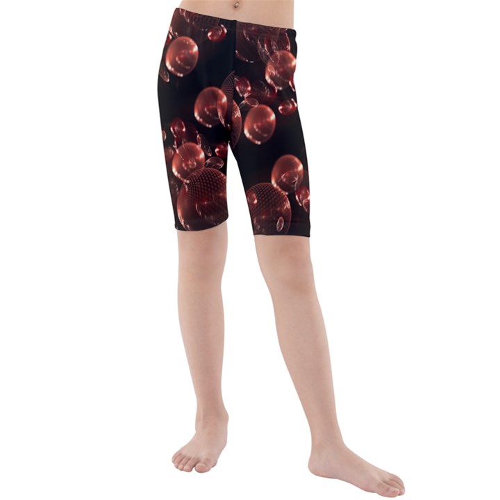 Fractal Chocolate Balls On Black Background Kids  Mid Length Swim Shorts