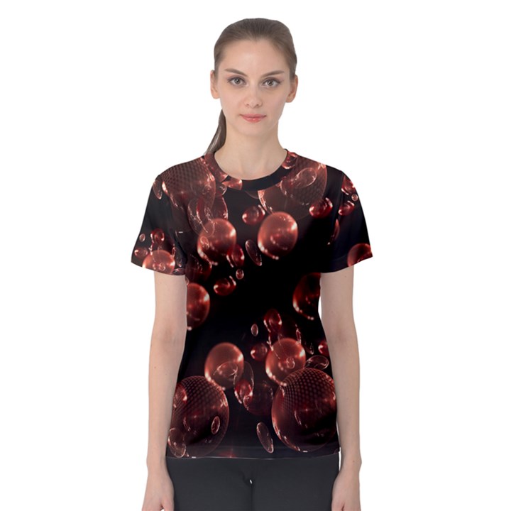 Fractal Chocolate Balls On Black Background Women s Sport Mesh Tee