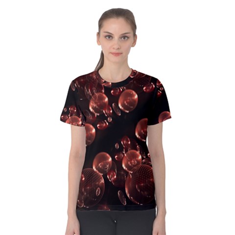 Fractal Chocolate Balls On Black Background Women s Cotton Tee by Simbadda