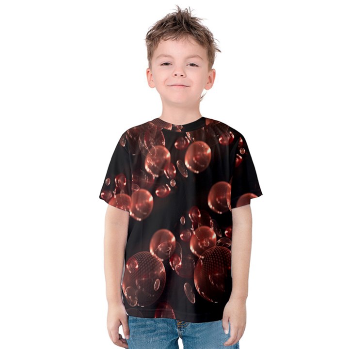 Fractal Chocolate Balls On Black Background Kids  Cotton Tee