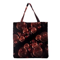 Fractal Chocolate Balls On Black Background Grocery Tote Bag