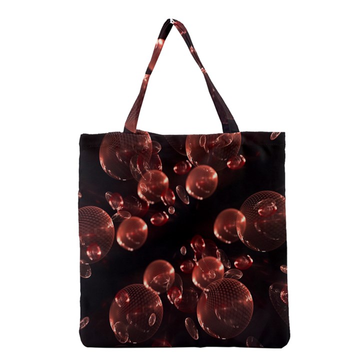 Fractal Chocolate Balls On Black Background Grocery Tote Bag