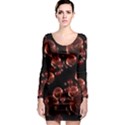 Fractal Chocolate Balls On Black Background Long Sleeve Bodycon Dress View1