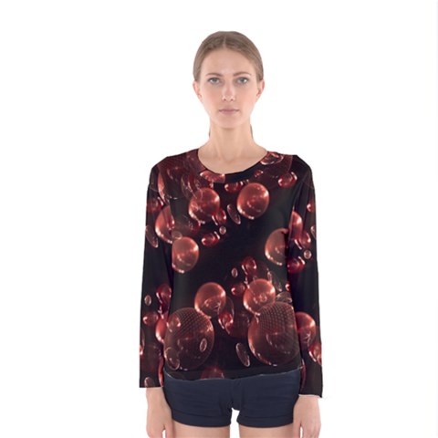 Fractal Chocolate Balls On Black Background Women s Long Sleeve Tee by Simbadda