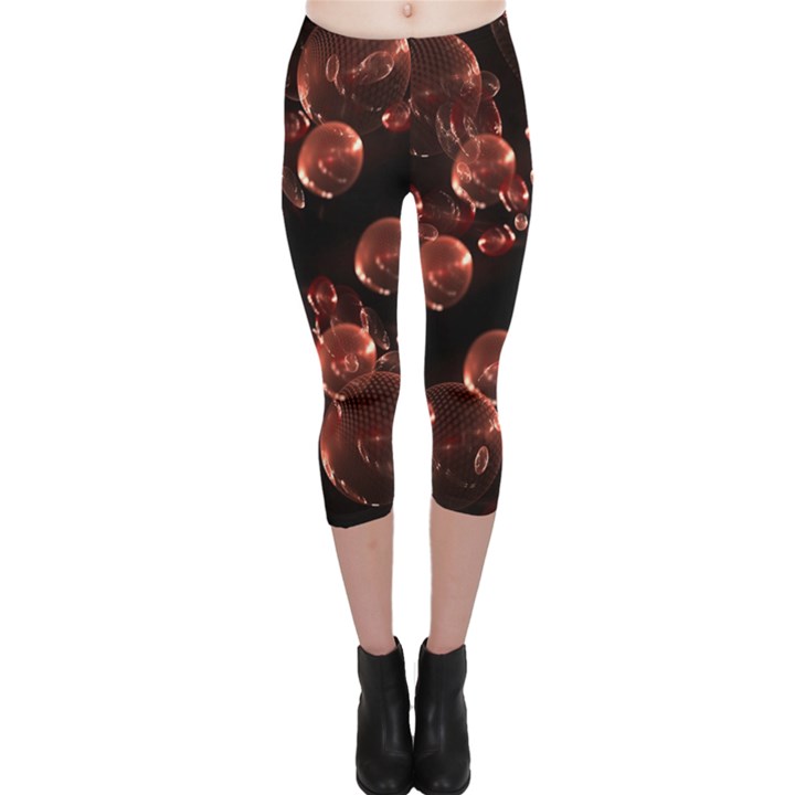 Fractal Chocolate Balls On Black Background Capri Leggings 