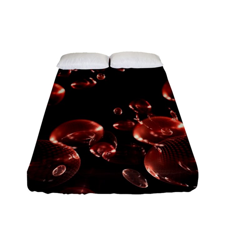 Fractal Chocolate Balls On Black Background Fitted Sheet (Full/ Double Size)