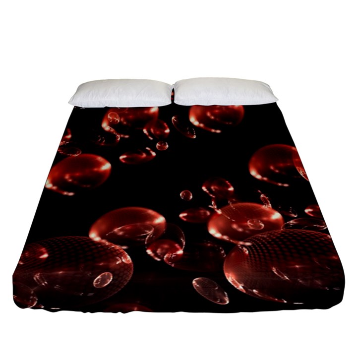 Fractal Chocolate Balls On Black Background Fitted Sheet (Queen Size)