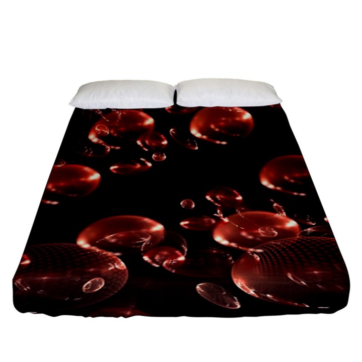 Fractal Chocolate Balls On Black Background Fitted Sheet (King Size)