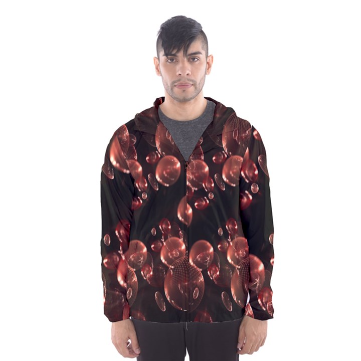 Fractal Chocolate Balls On Black Background Hooded Wind Breaker (Men)