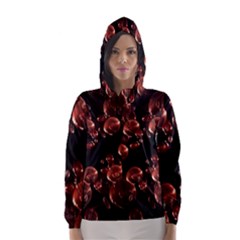 Fractal Chocolate Balls On Black Background Hooded Wind Breaker (Women)