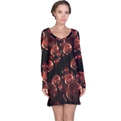 Fractal Chocolate Balls On Black Background Long Sleeve Nightdress