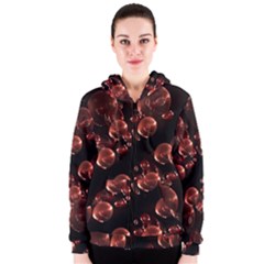 Fractal Chocolate Balls On Black Background Women s Zipper Hoodie