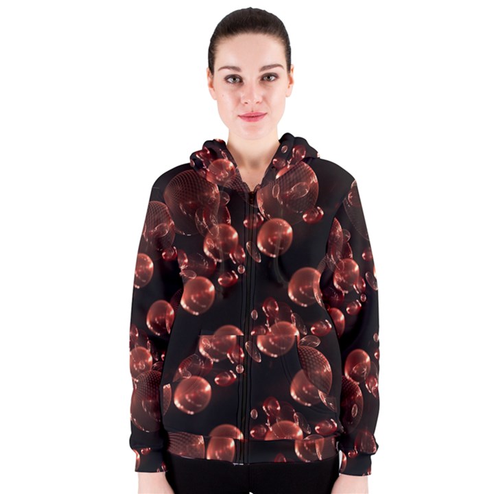 Fractal Chocolate Balls On Black Background Women s Zipper Hoodie