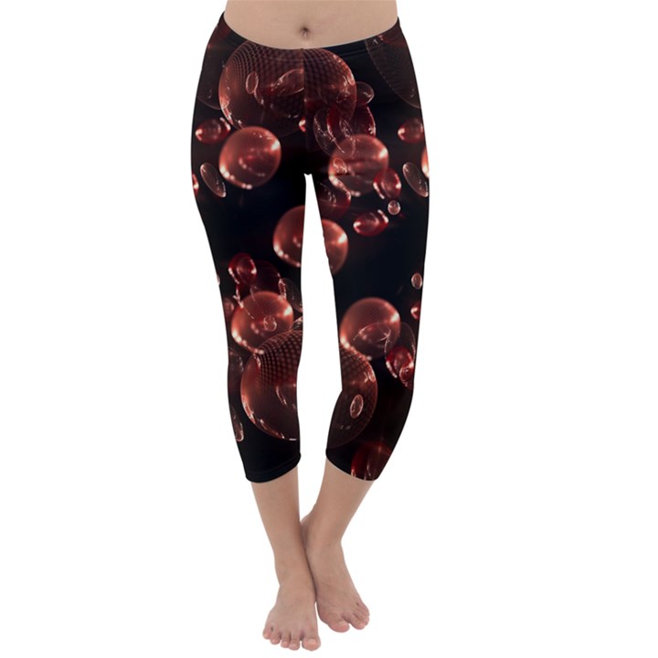 Fractal Chocolate Balls On Black Background Capri Winter Leggings 