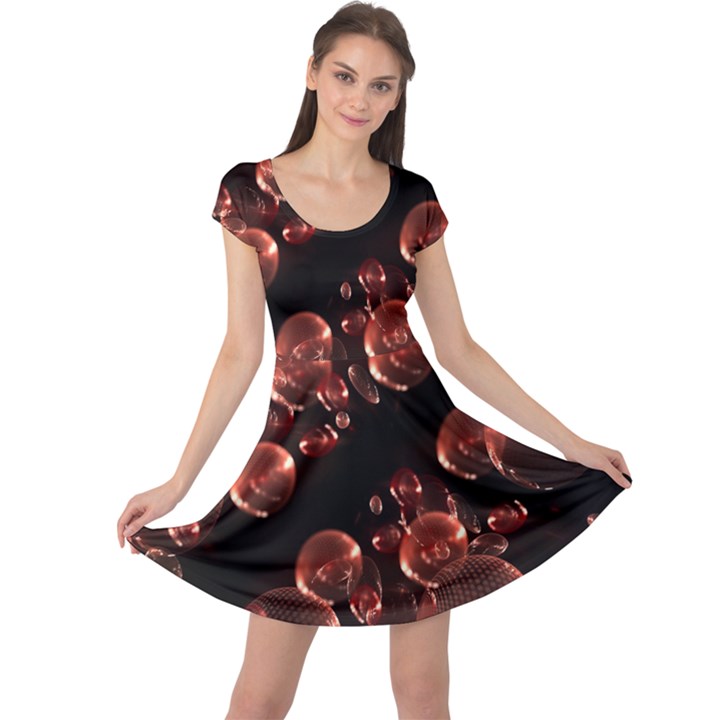 Fractal Chocolate Balls On Black Background Cap Sleeve Dresses