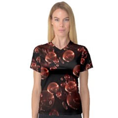 Fractal Chocolate Balls On Black Background Women s V-Neck Sport Mesh Tee