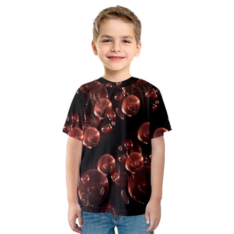 Fractal Chocolate Balls On Black Background Kids  Sport Mesh Tee by Simbadda