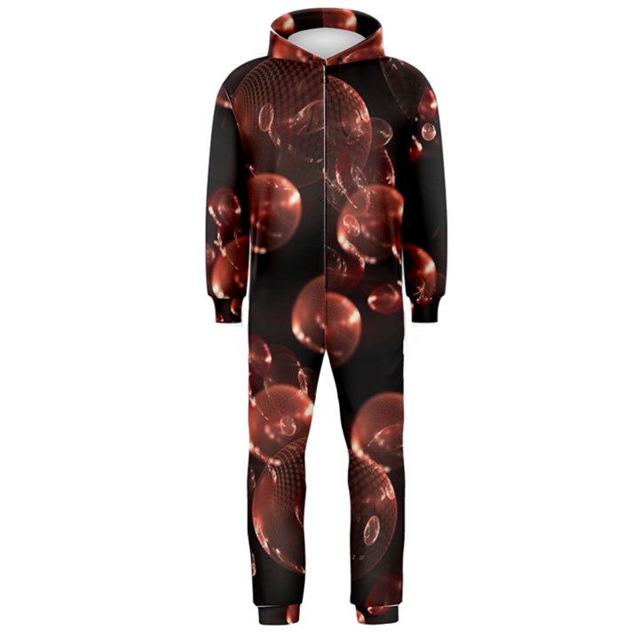 Fractal Chocolate Balls On Black Background Hooded Jumpsuit (Men) 