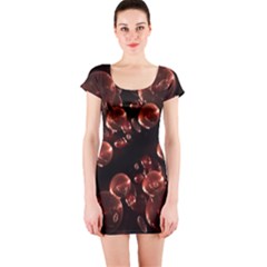 Fractal Chocolate Balls On Black Background Short Sleeve Bodycon Dress