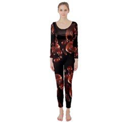 Fractal Chocolate Balls On Black Background Long Sleeve Catsuit by Simbadda