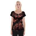 Fractal Chocolate Balls On Black Background Women s Cap Sleeve Top View1