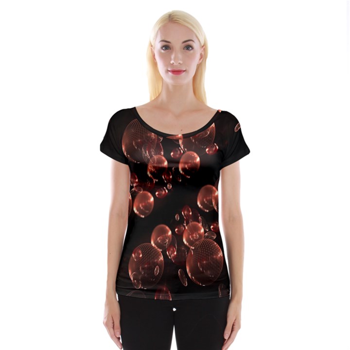 Fractal Chocolate Balls On Black Background Women s Cap Sleeve Top