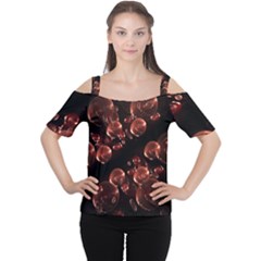 Fractal Chocolate Balls On Black Background Women s Cutout Shoulder Tee