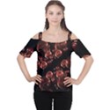 Fractal Chocolate Balls On Black Background Women s Cutout Shoulder Tee View1