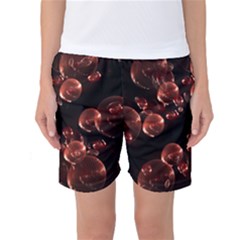 Fractal Chocolate Balls On Black Background Women s Basketball Shorts