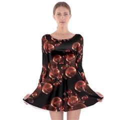 Fractal Chocolate Balls On Black Background Long Sleeve Skater Dress