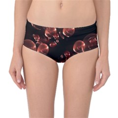 Fractal Chocolate Balls On Black Background Mid-Waist Bikini Bottoms