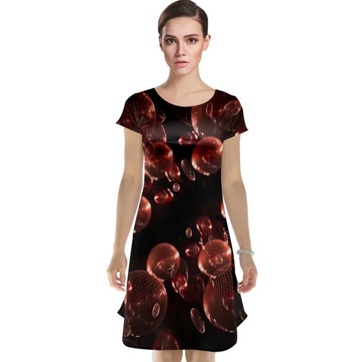 Fractal Chocolate Balls On Black Background Cap Sleeve Nightdress