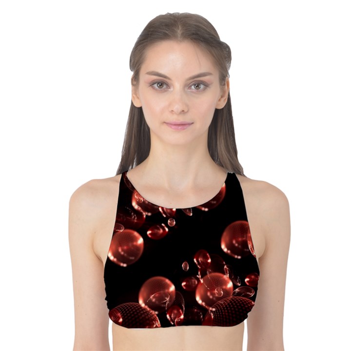 Fractal Chocolate Balls On Black Background Tank Bikini Top