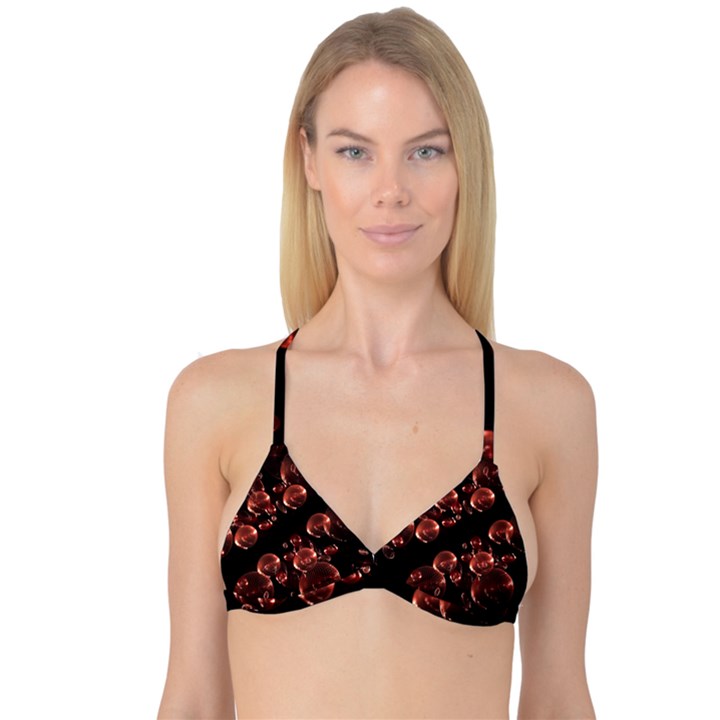 Fractal Chocolate Balls On Black Background Reversible Tri Bikini Top