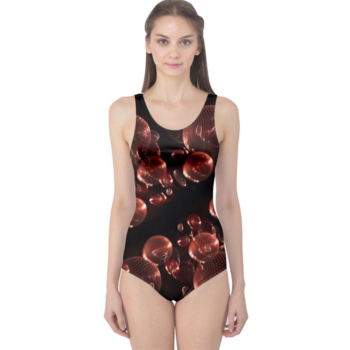 Fractal Chocolate Balls On Black Background One Piece Swimsuit