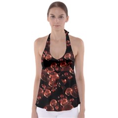 Fractal Chocolate Balls On Black Background Babydoll Tankini Top