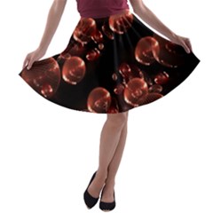 Fractal Chocolate Balls On Black Background A-line Skater Skirt by Simbadda