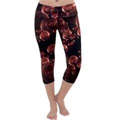 Fractal Chocolate Balls On Black Background Capri Yoga Leggings by Simbadda