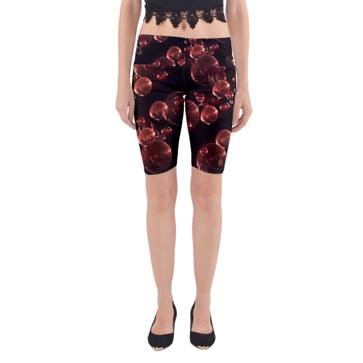 Fractal Chocolate Balls On Black Background Yoga Cropped Leggings