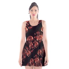 Fractal Chocolate Balls On Black Background Scoop Neck Skater Dress