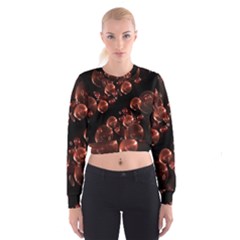 Fractal Chocolate Balls On Black Background Women s Cropped Sweatshirt