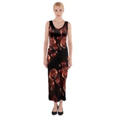 Fractal Chocolate Balls On Black Background Fitted Maxi Dress