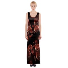 Fractal Chocolate Balls On Black Background Maxi Thigh Split Dress