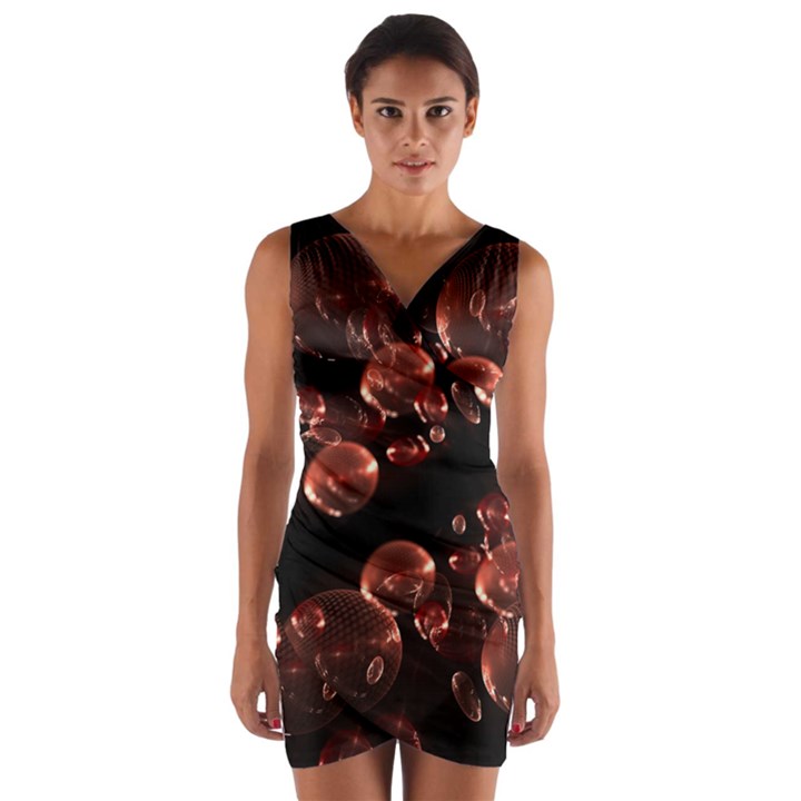 Fractal Chocolate Balls On Black Background Wrap Front Bodycon Dress