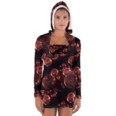 Fractal Chocolate Balls On Black Background Women s Long Sleeve Hooded T-shirt